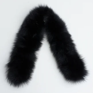 Fur trim for hood, black fox fur collar