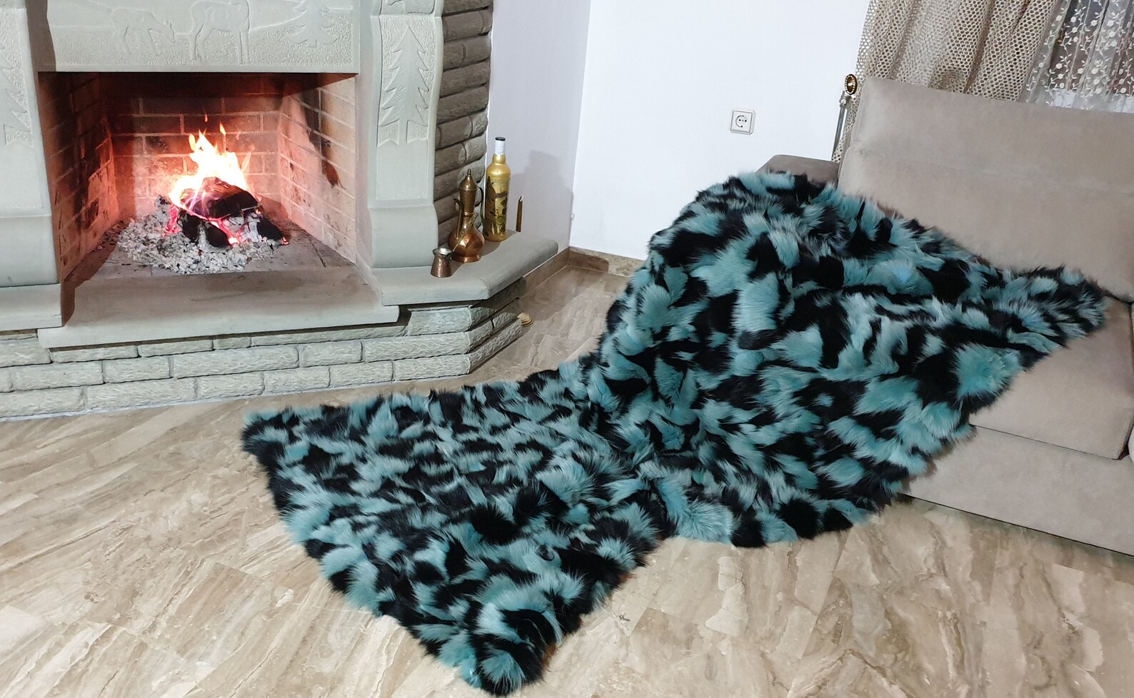 Fur blanket,fox fur blanket,fur throw