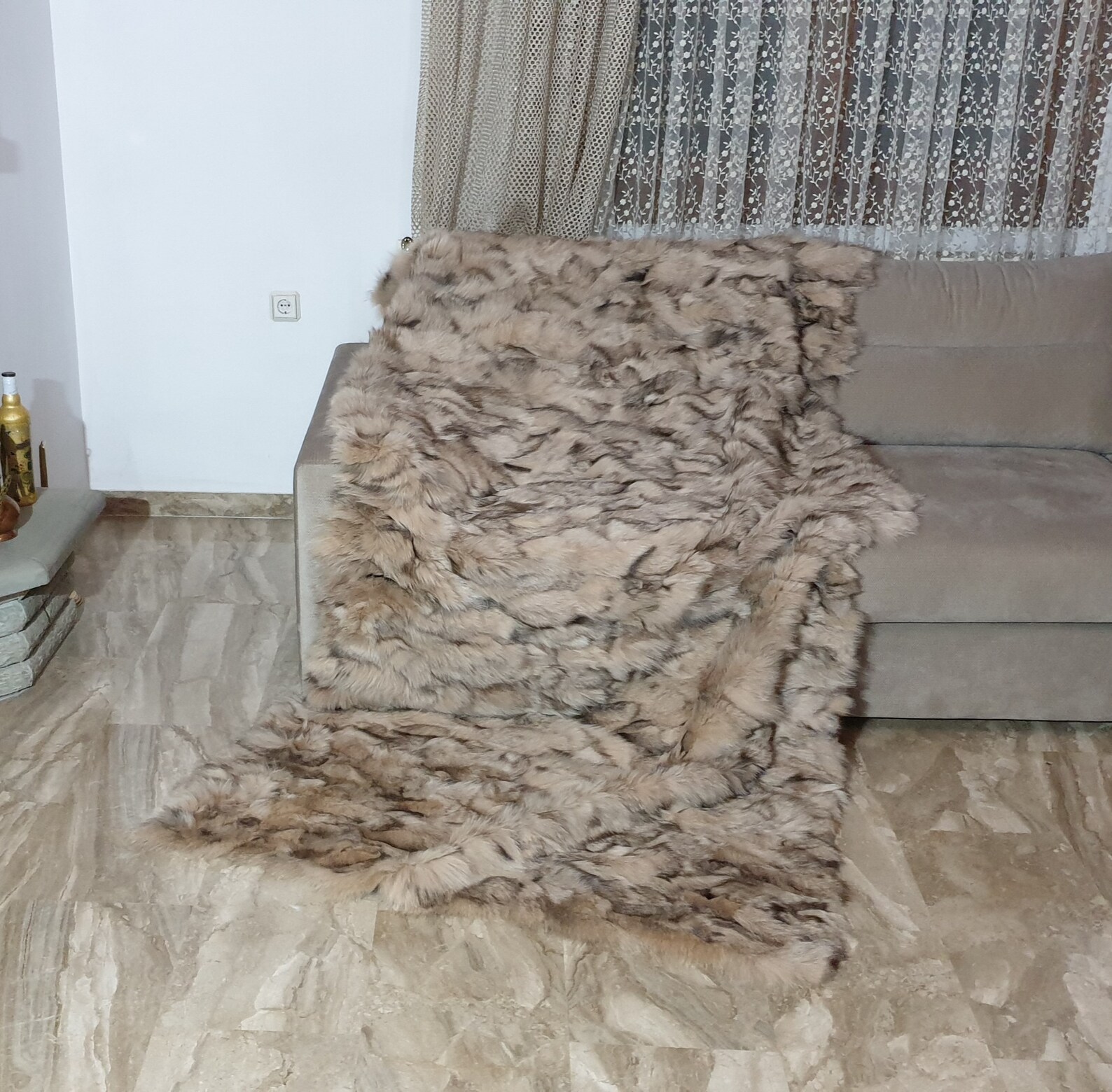 Fur blanket, fox fur blanket,fur throw,real fur blanket - Image 2