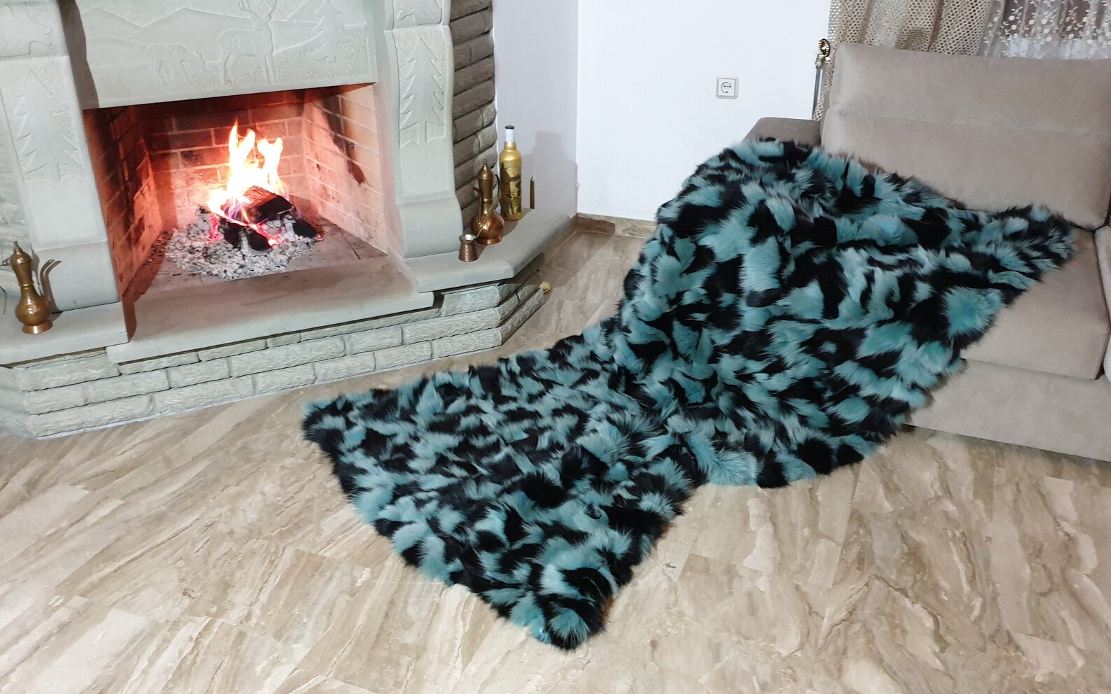Fur blanket,fox fur blanket,fur throw - Image 3