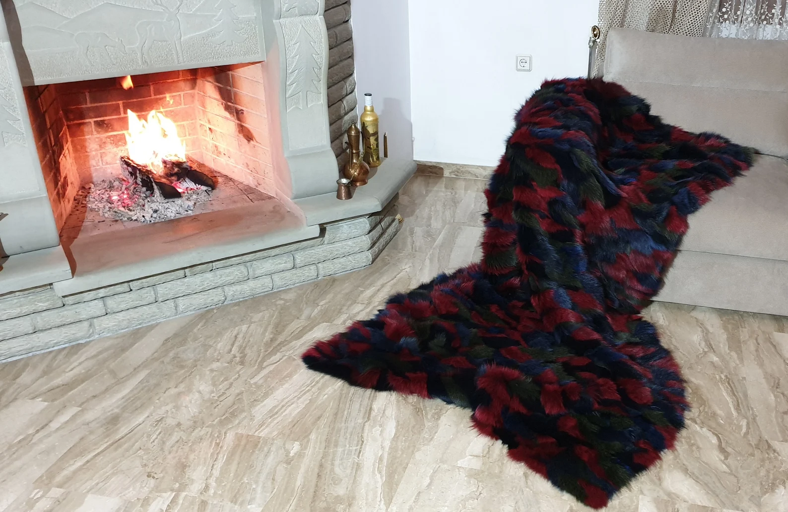 Fur blanket, fox fur blanket,fur throw,real fur blanket - Image 2