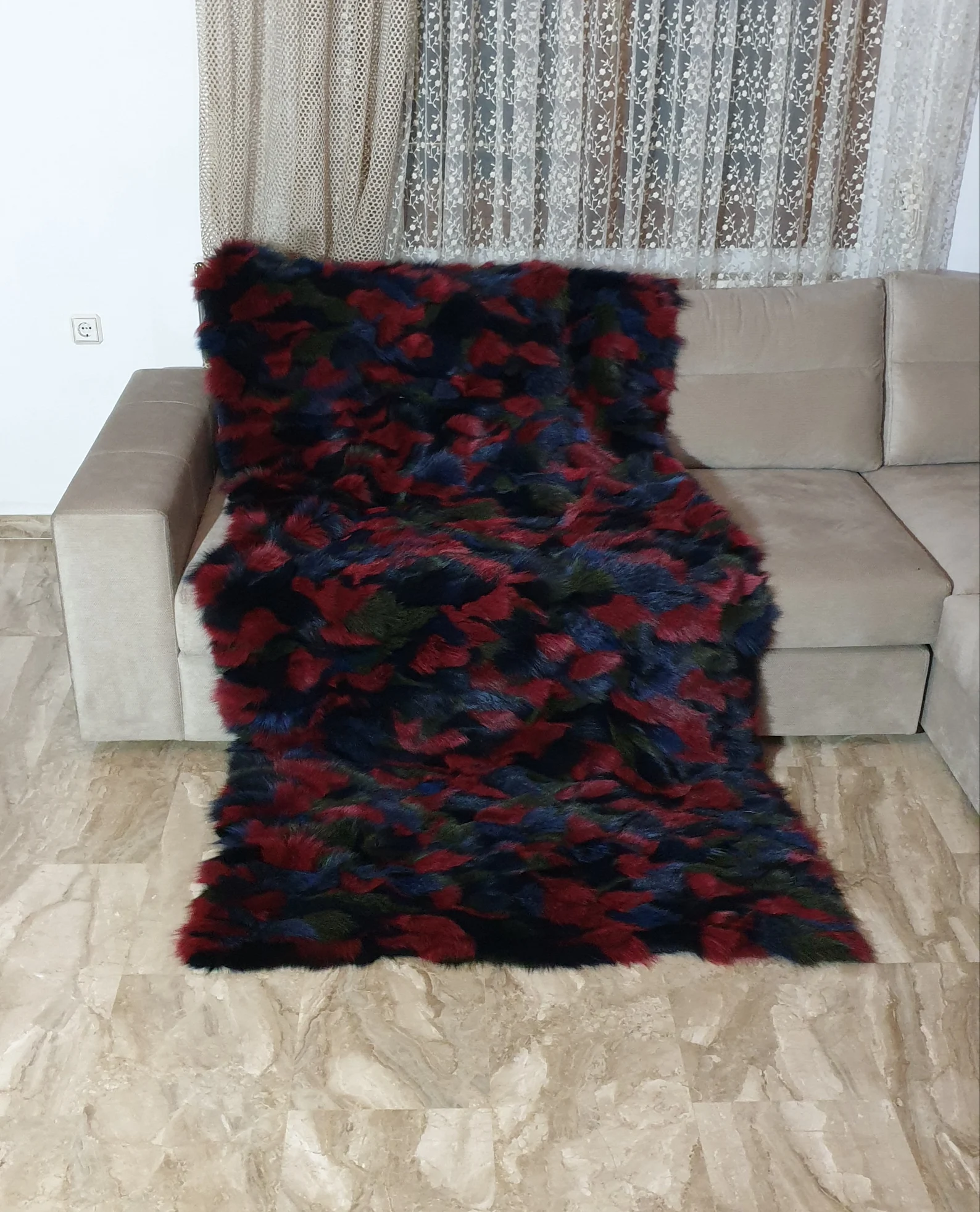 Fur blanket, fox fur blanket,fur throw,real fur blanket - Image 3