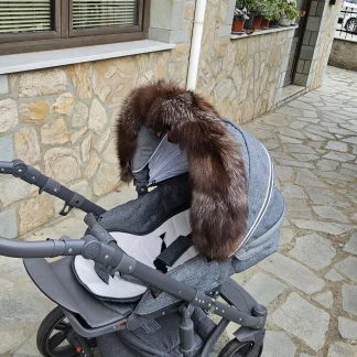 Real Fox Fur Pram Hood Trim - Handmade Stroller Accessory