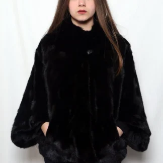 Fur cape,black mink cape,black poncho mink