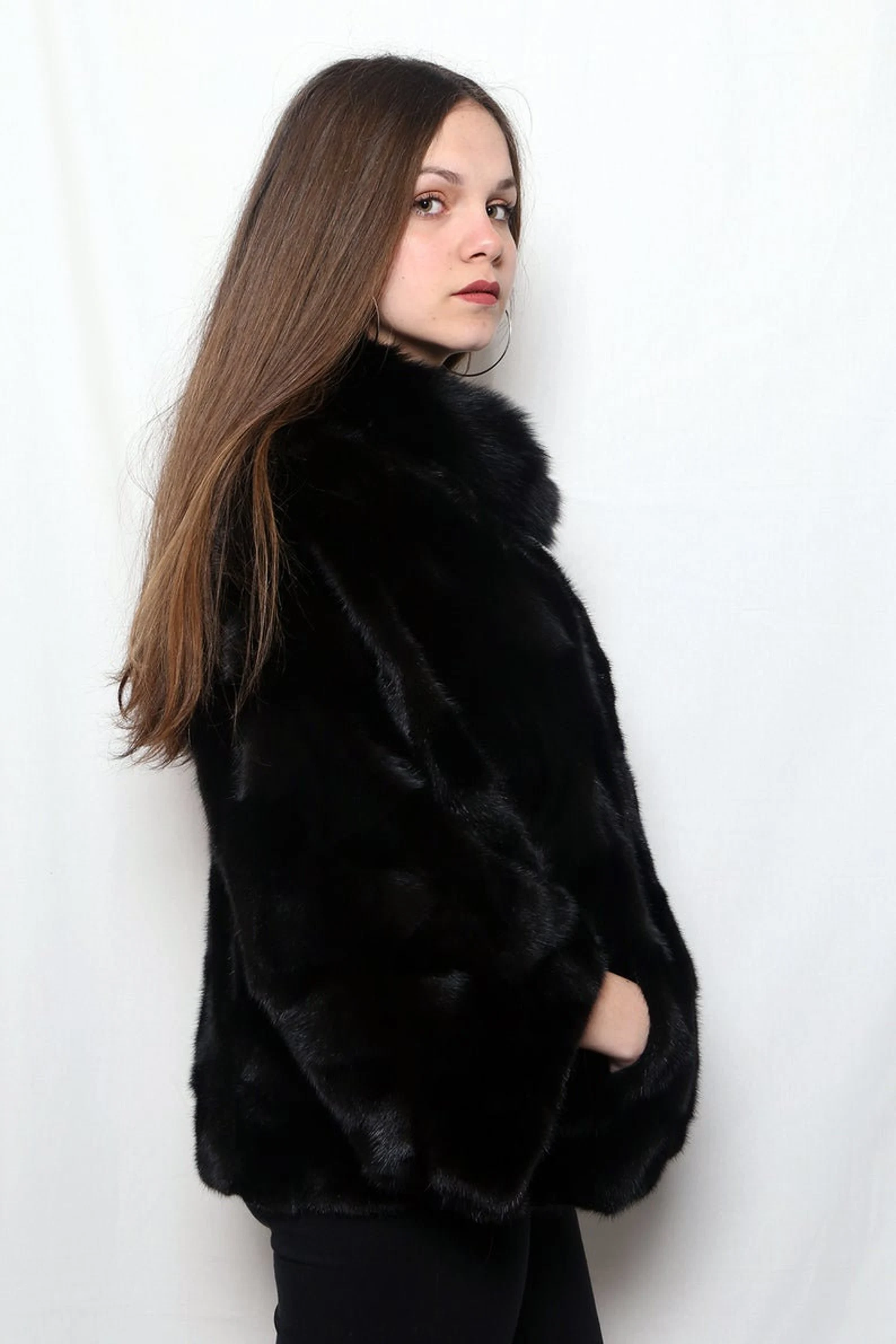 Fur cape,black mink cape,black poncho mink - Image 5