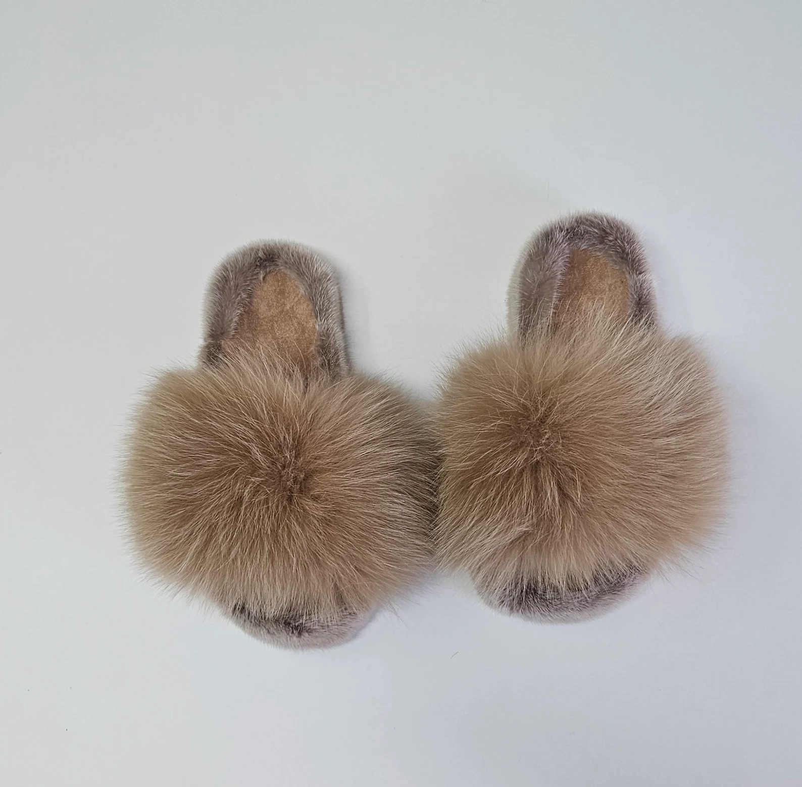 Fur slides,real fox-mink fur slippers,fur slides