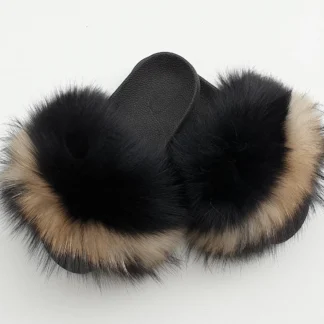 Real Fox Fur Slides