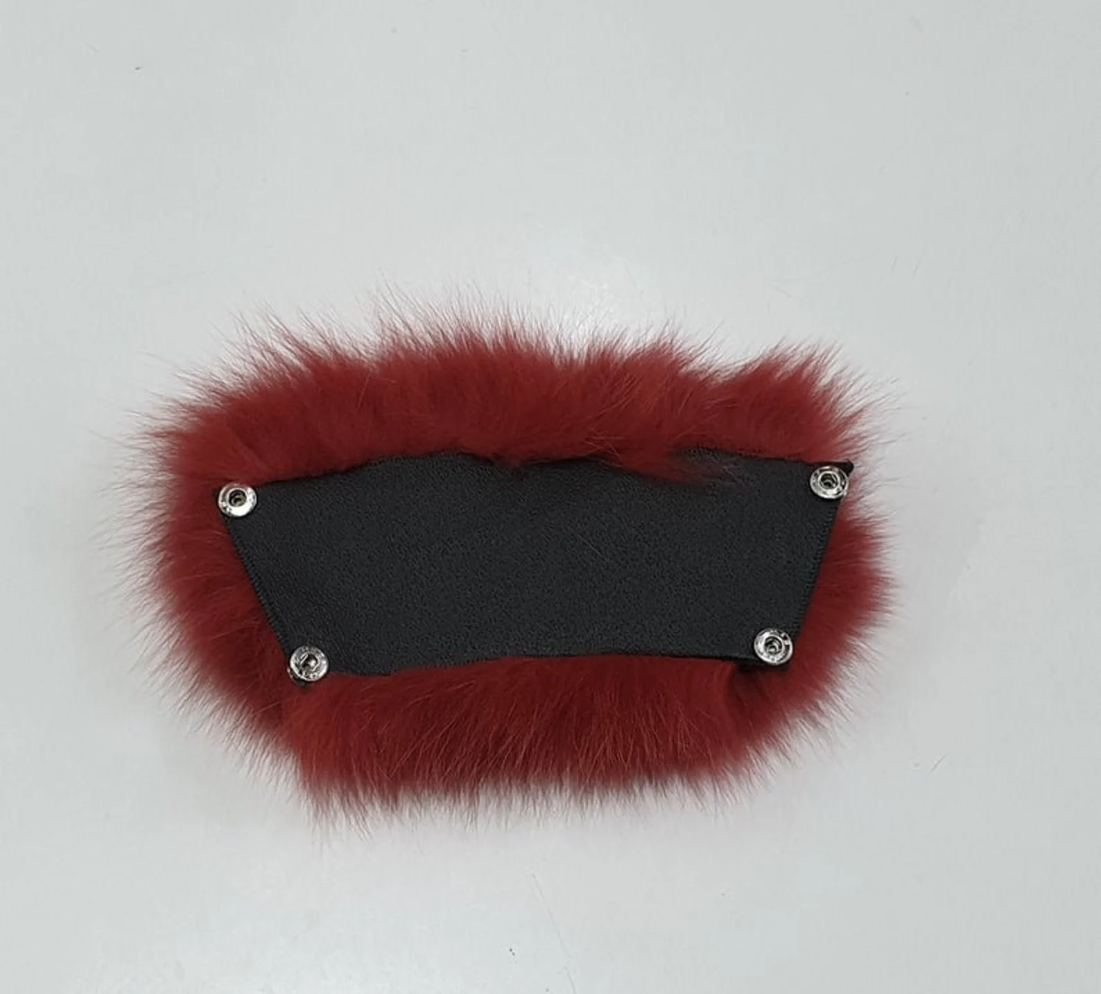 Real Fox Fur Slides in red color - Image 7