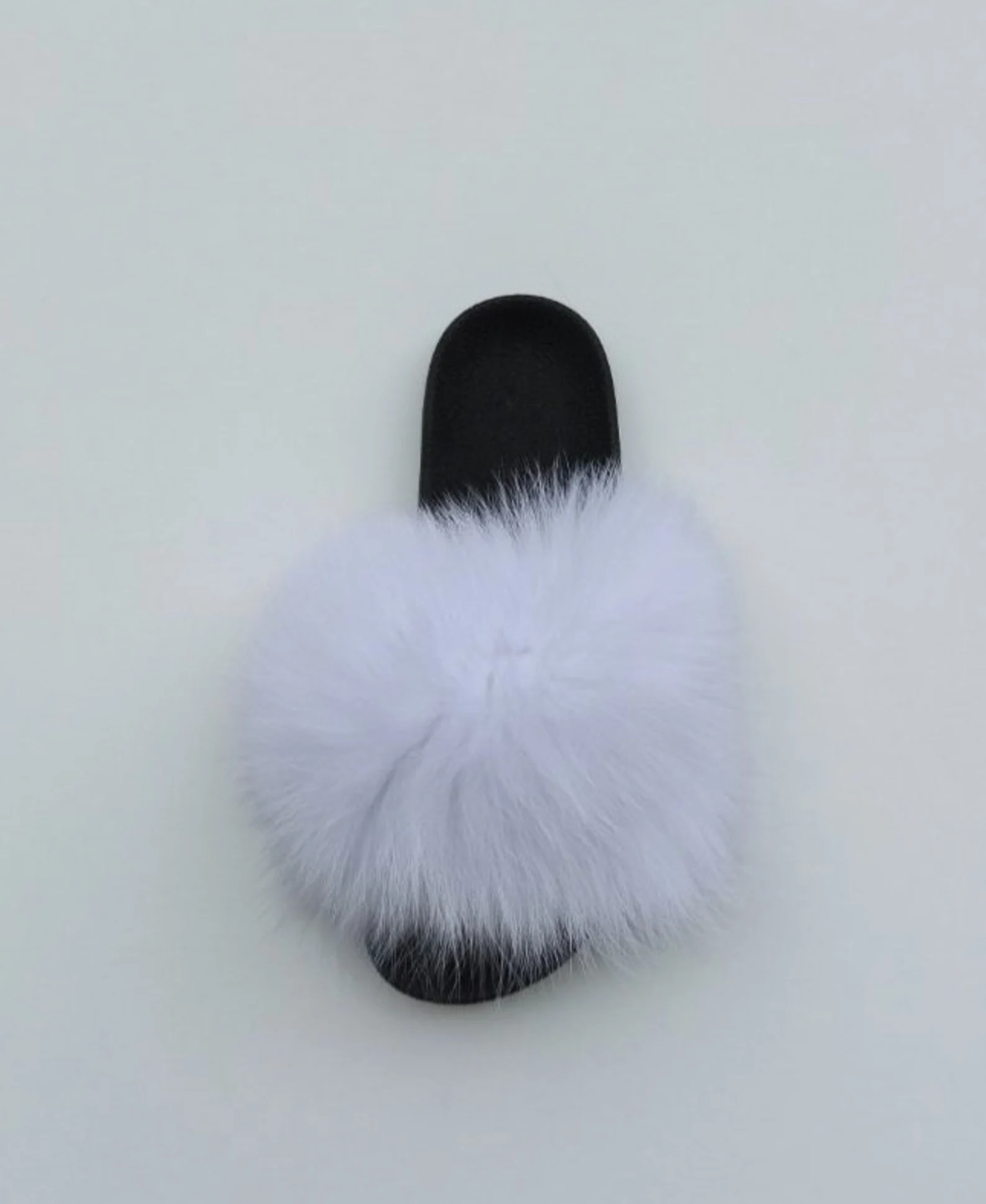 Real Fox Fur Slides in white color - Image 3
