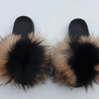 Real Fox Fur Slides