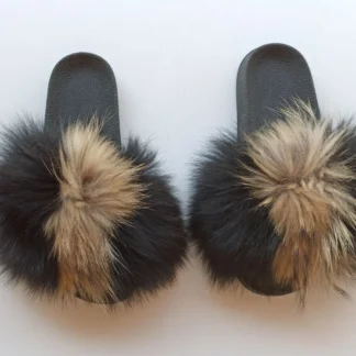 Real Fox Fur Slides
