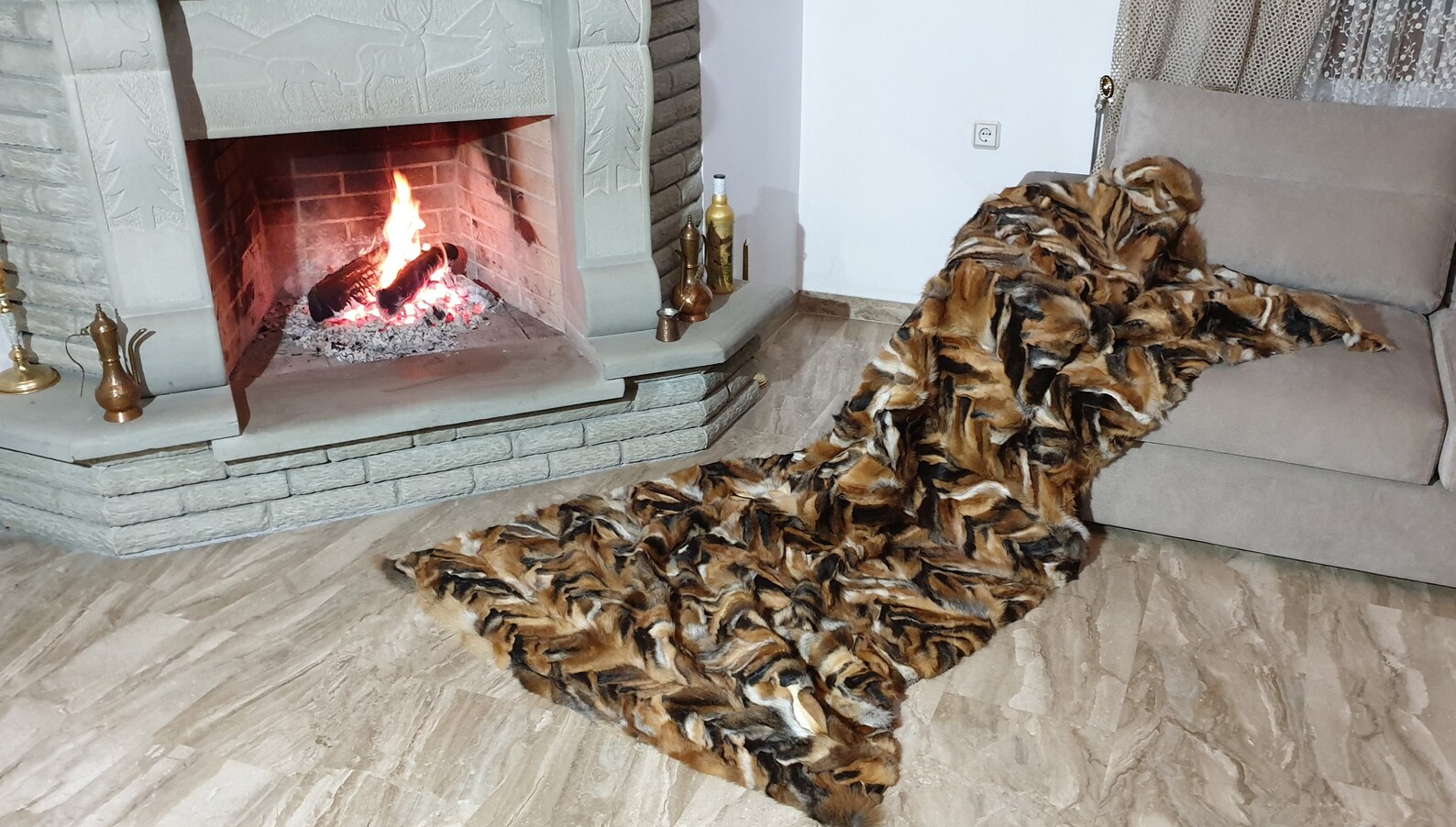 Real Fur Fox Blanket - Fur Throw