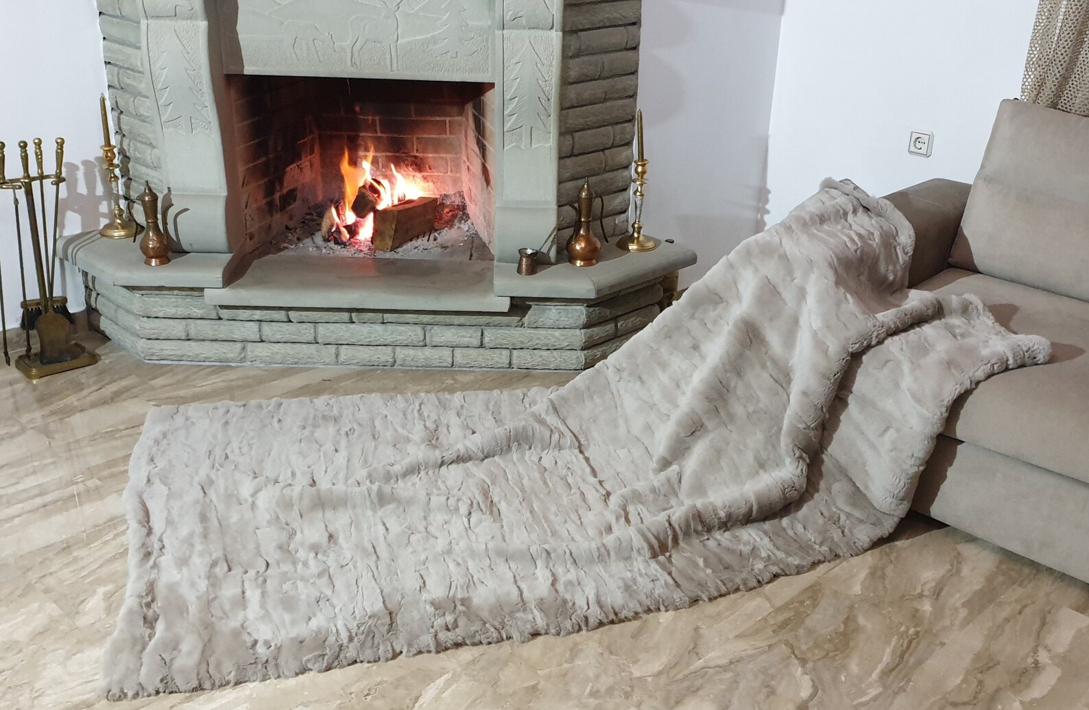 Real Fur Rex Rabbit Blanket - Fur Throw