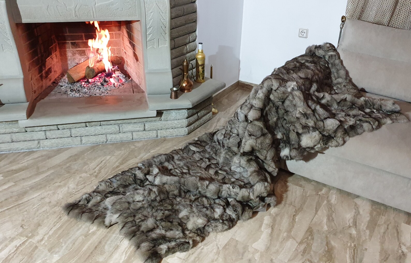Real Fur Fox Blanket - Fur Throw