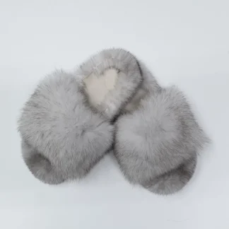 Real Fox - Mink Fur Slippers in white color