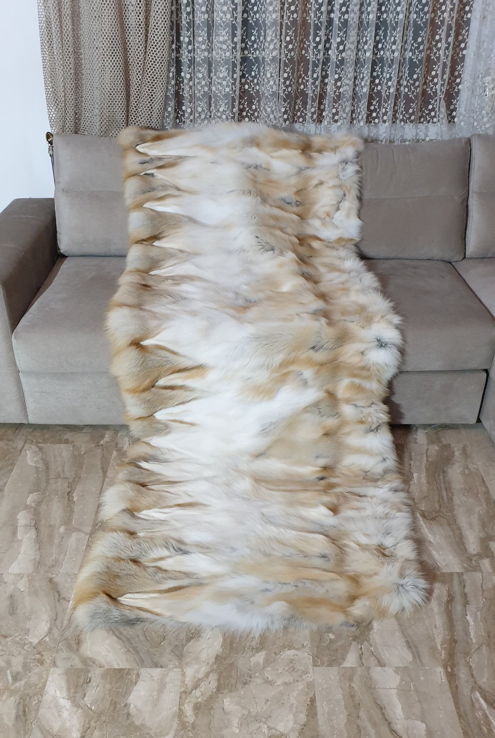 Real Fur Fox Blanket - Fur Throw - Image 4