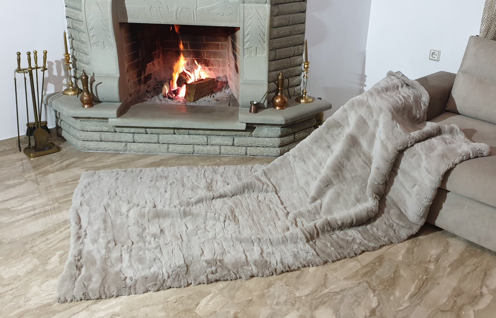 Real Fur Rex Rabbit Blanket - Fur Throw - Image 5
