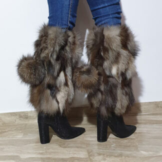 Real Fur Fox Big Boot Cuffs in crystal color
