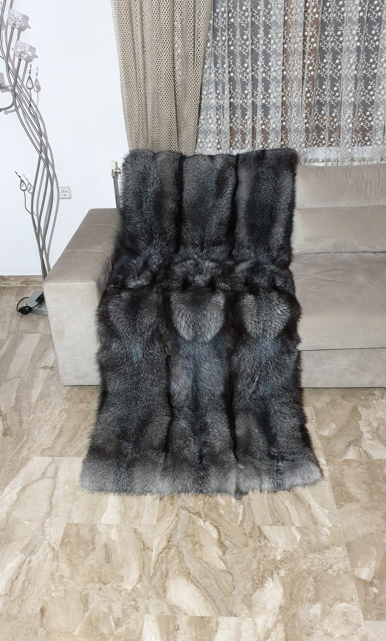 Real Fur Fox Blanket - Fur Throw - Image 3