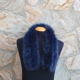 Real Fox Fur Trim Hood in blue color