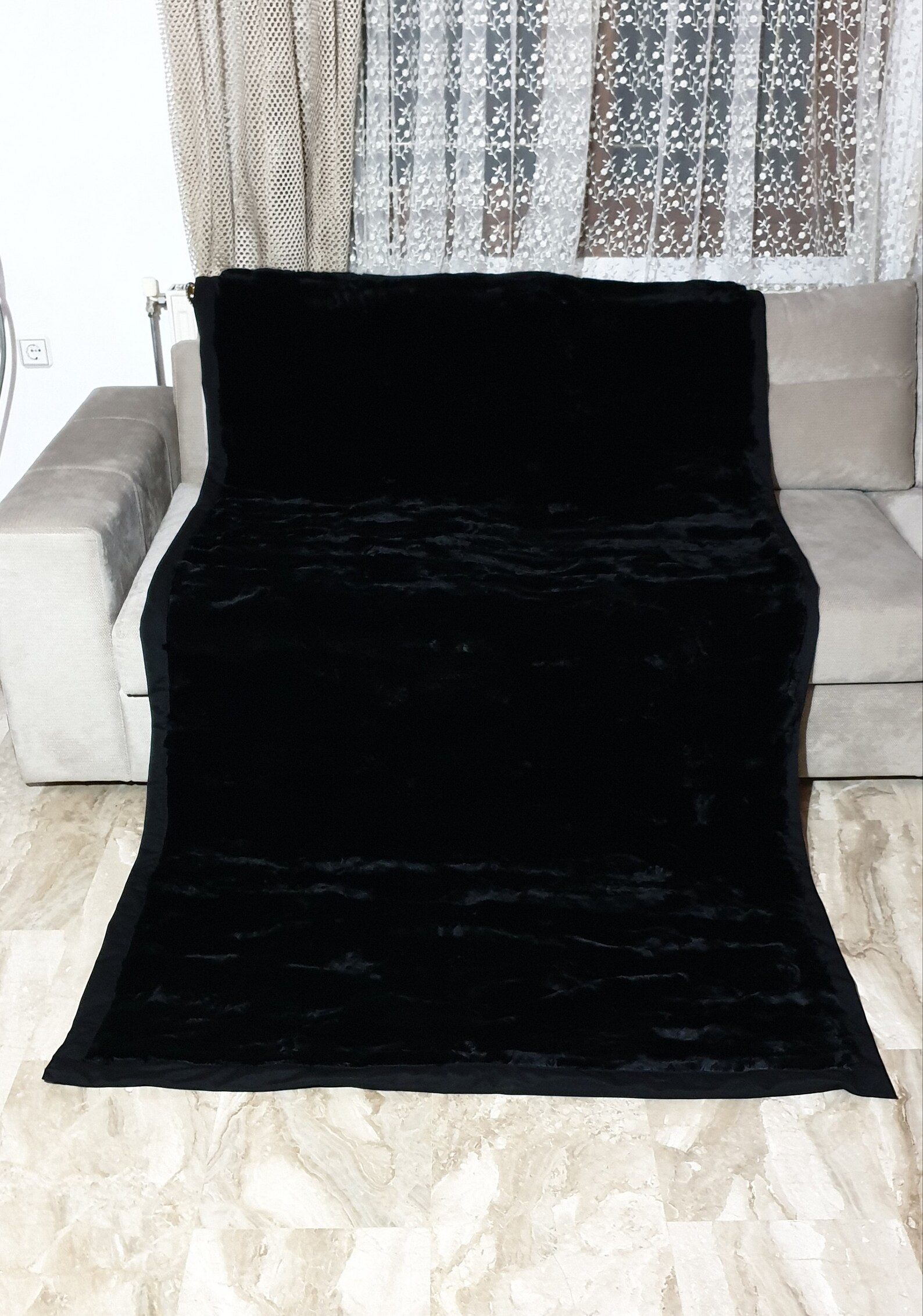 Real Fur Rex Rabbit Blanket - Fur Throw - Image 3