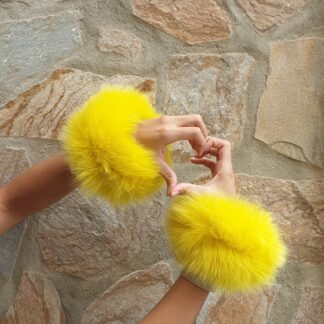 Real Fur Fox Cuffs in yellow color