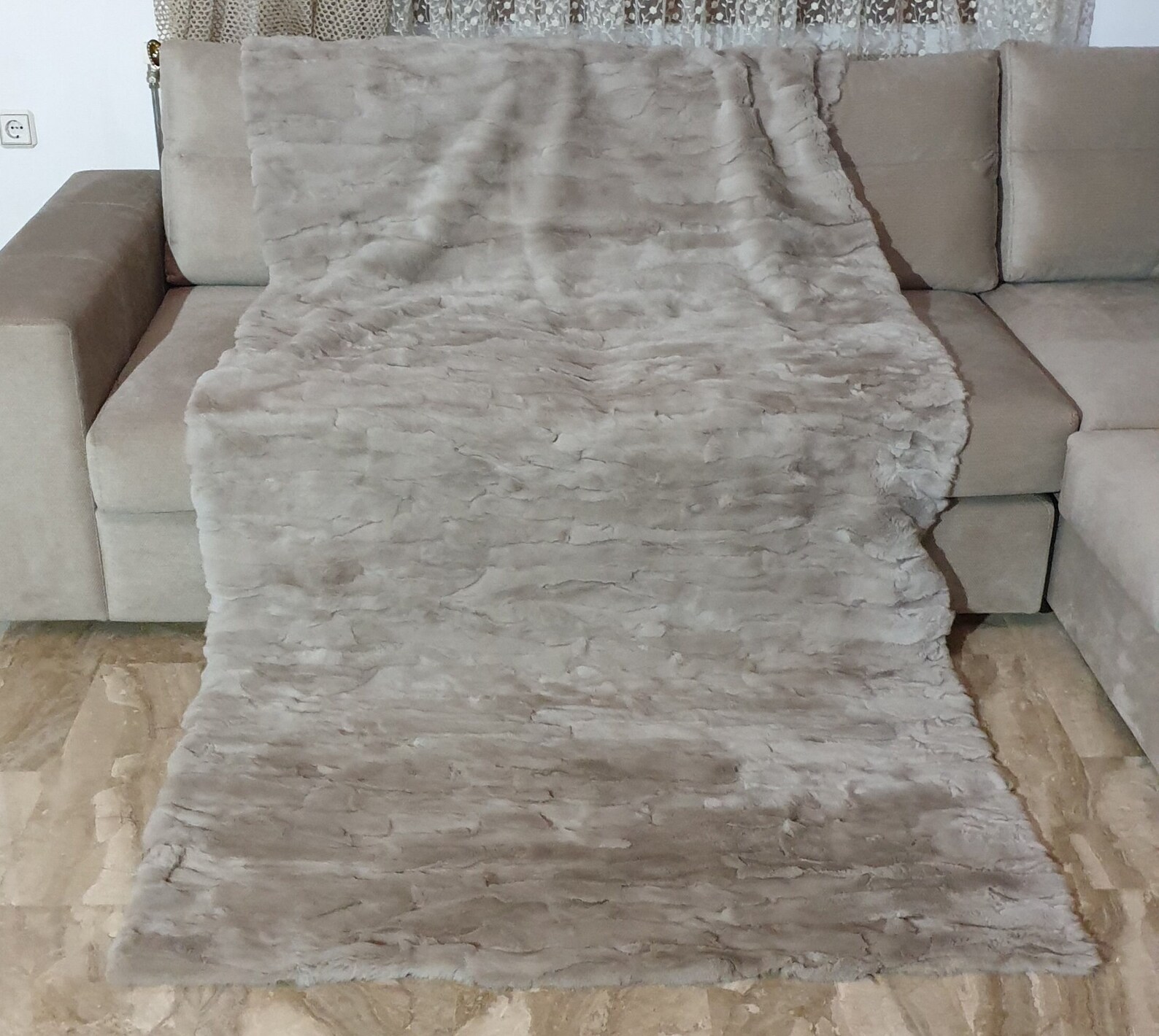 Real Fur Rex Rabbit Blanket - Fur Throw - Image 4