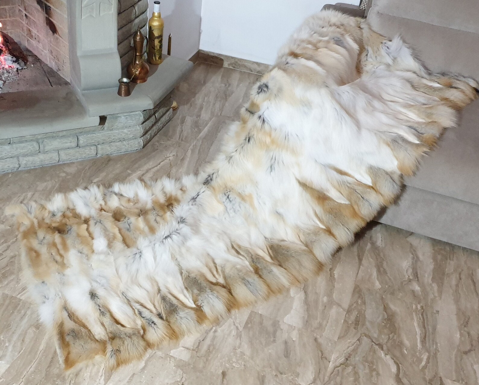 Real Fur Fox Blanket - Fur Throw - Image 2