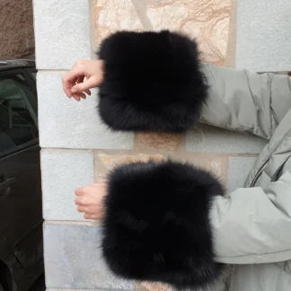 Real Fur Fox Cuffs in black color
