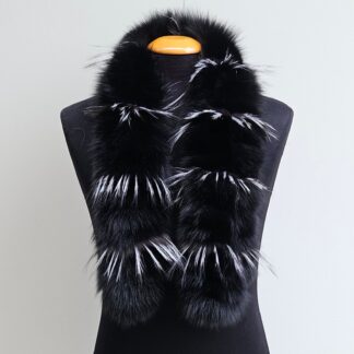 Real Fox Fur Trim Hood in black color