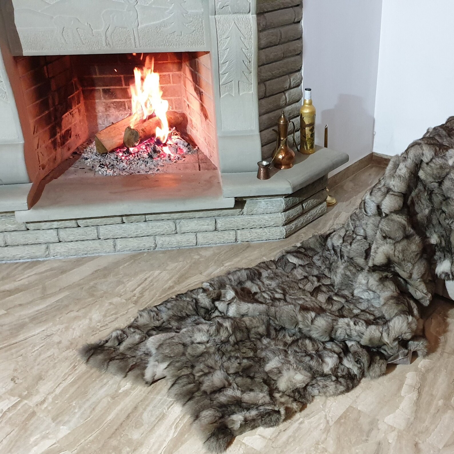 Real Fur Fox Blanket - Fur Throw - Image 3