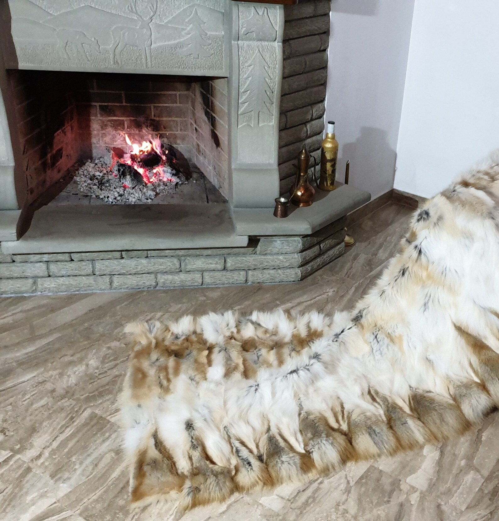 Real Fur Fox Blanket - Fur Throw