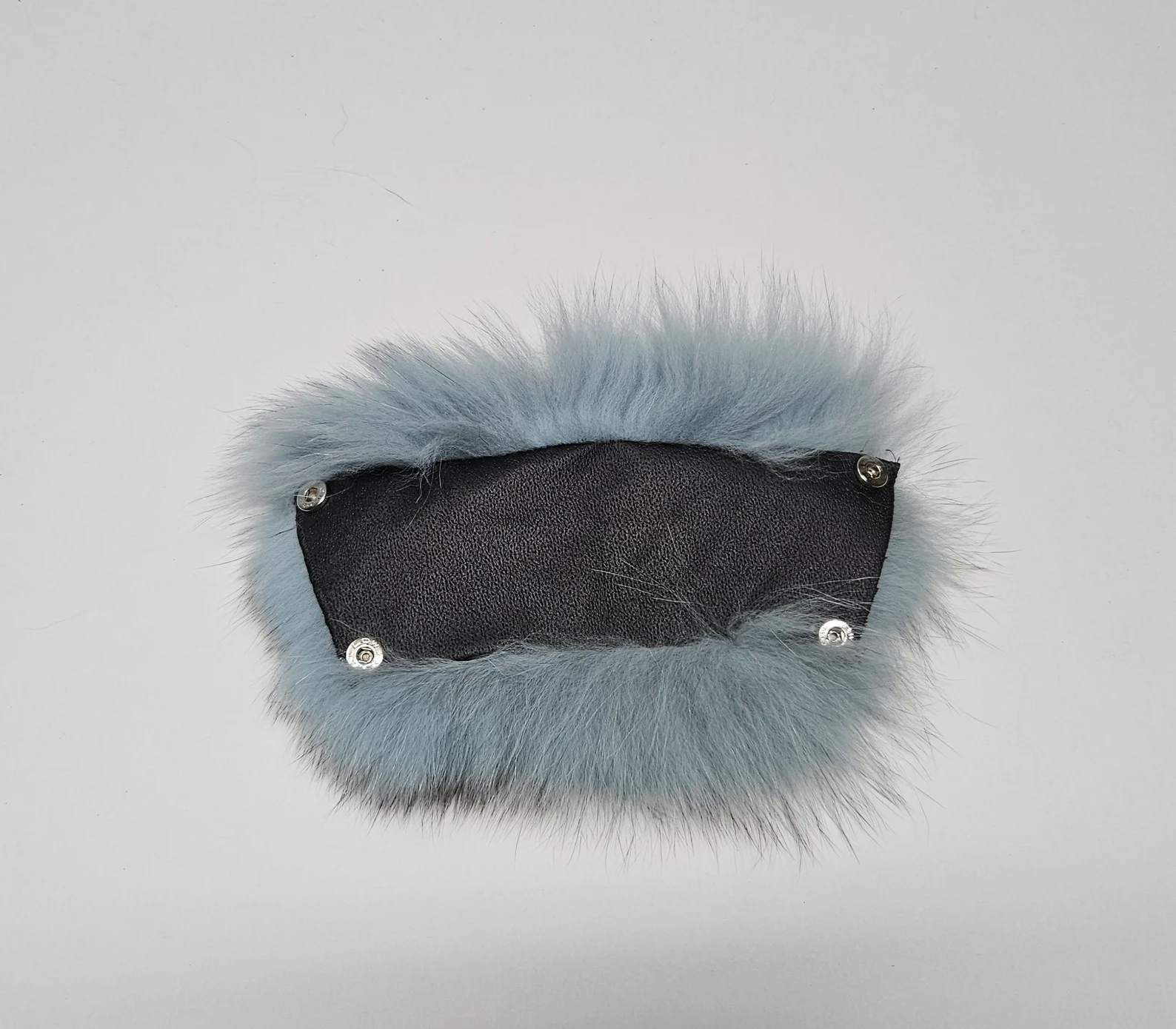 Real Fox Fur Slides in blue color - Image 6