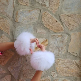 Real Fur Fox Cuffs in white color