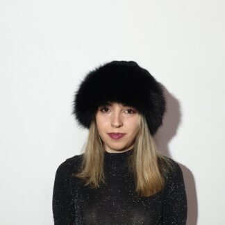 Real Mink - Fox Fur hat in black color