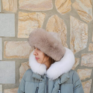 Real Fox Fur Hat with leather details