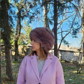 Real Fox Fur hat in pink color