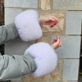Real Fur Fox Cuffs in white color