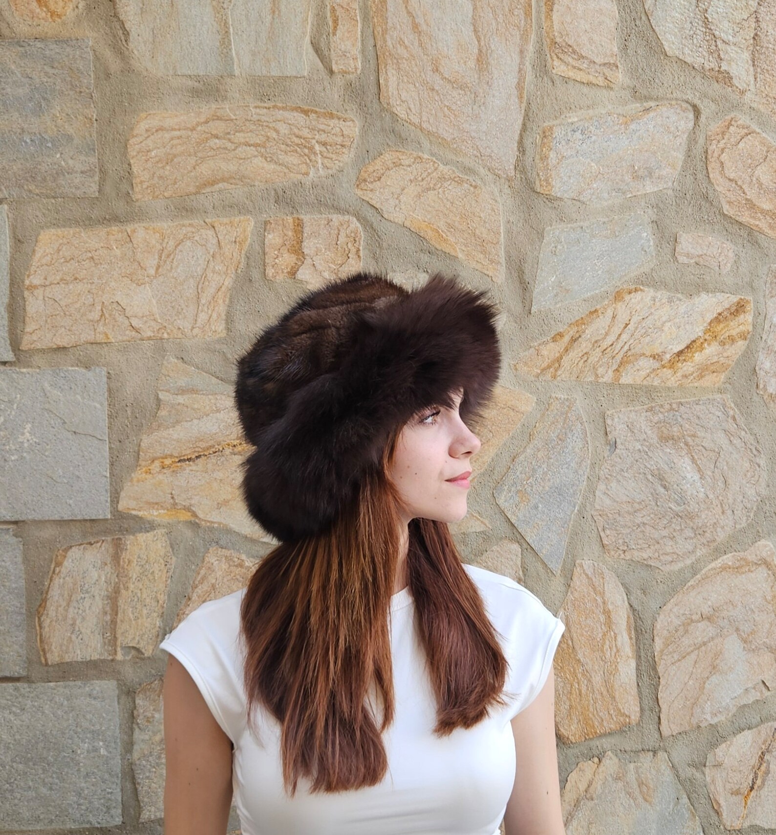 Real Mink - Fox Fur hat