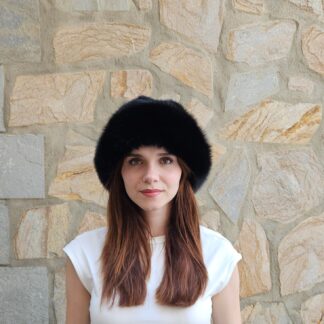 Real Mink - Fox Fur hat in black color