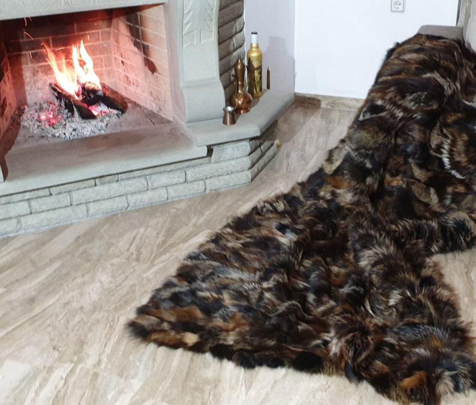 Real Fur Fox Blanket - Fur Throw