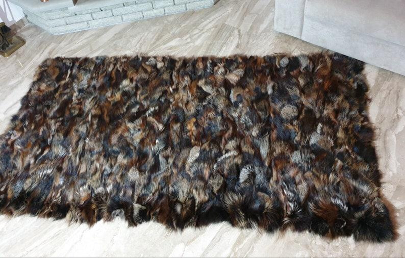 Real Fur Fox Blanket - Fur Throw - Image 5