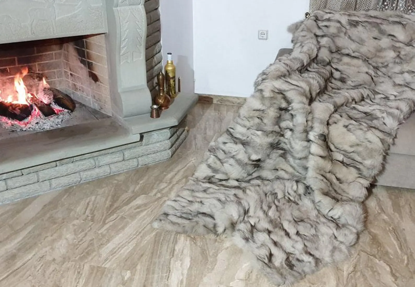 Real Fur Fox Blanket - Fur Throw - Image 4
