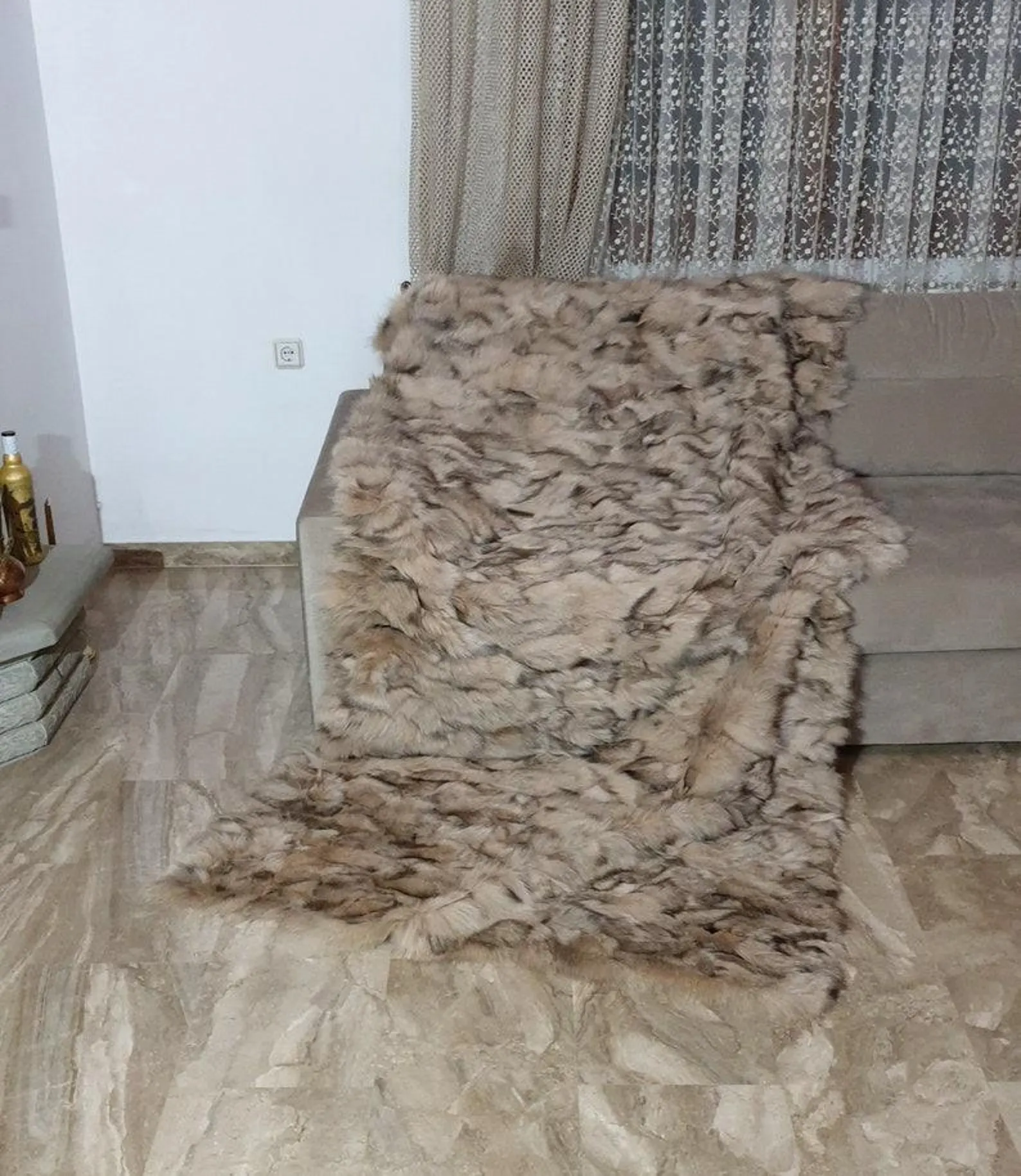 Real Fur Fox Blanket - Fur Throw - Image 3