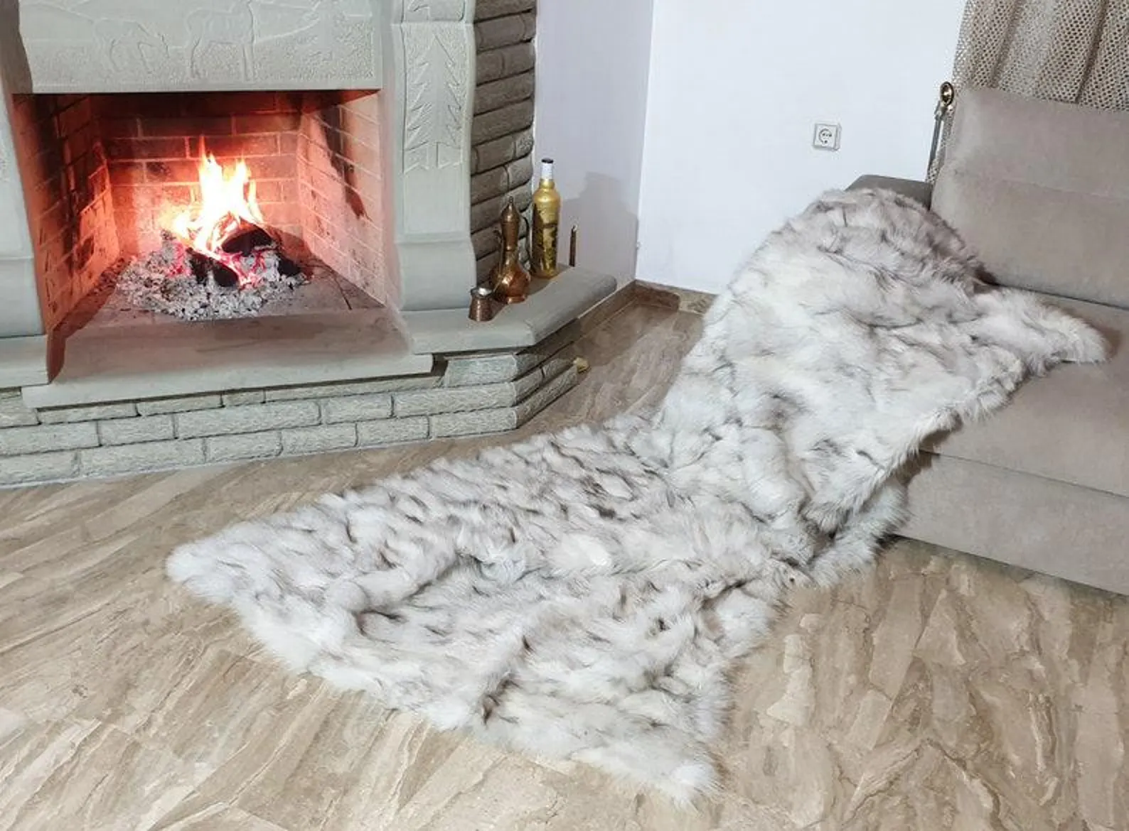 Real Fur Fox Blanket - Fur Throw - Image 3