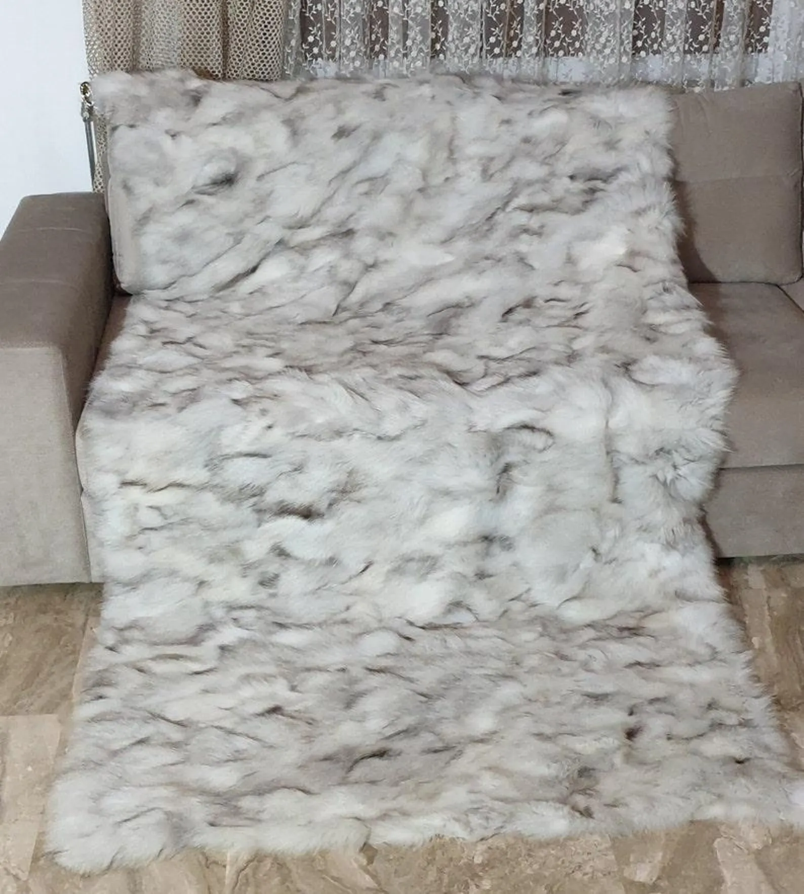 Real Fur Fox Blanket - Fur Throw - Image 4