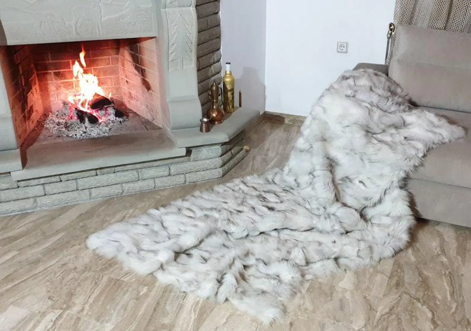 Real Fur Fox Blanket - Fur Throw