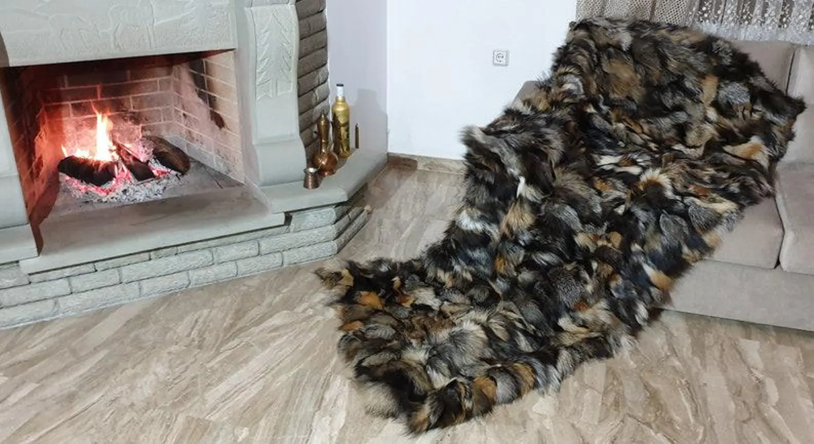 Real Fur Fox Blanket - Fur Throw