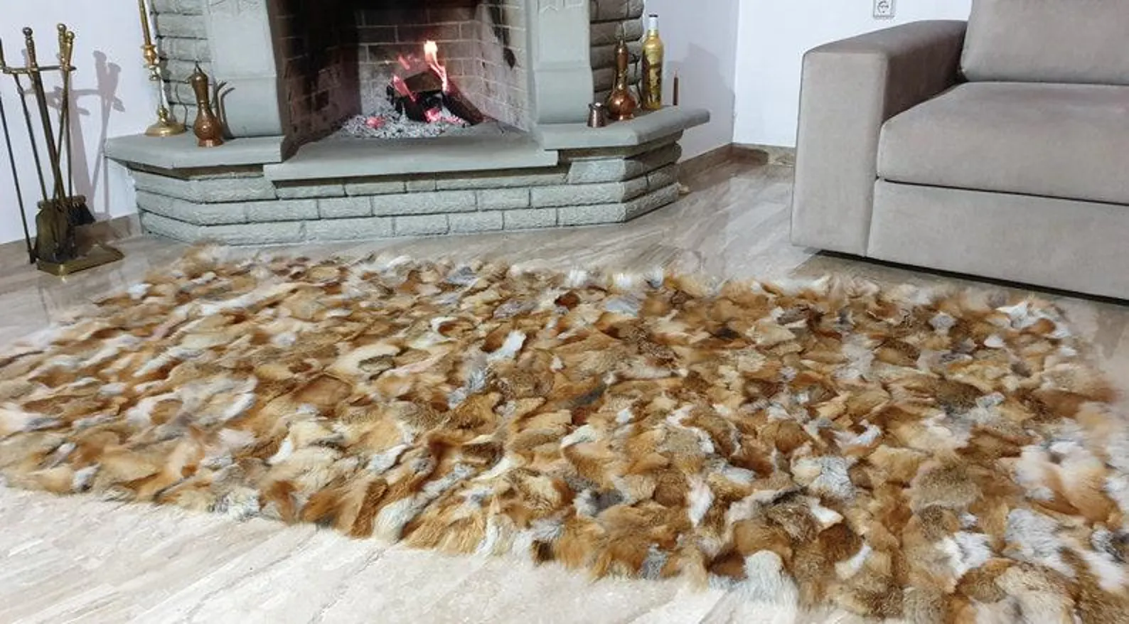 Real Fur Fox Blanket - Fur Throw - Image 4
