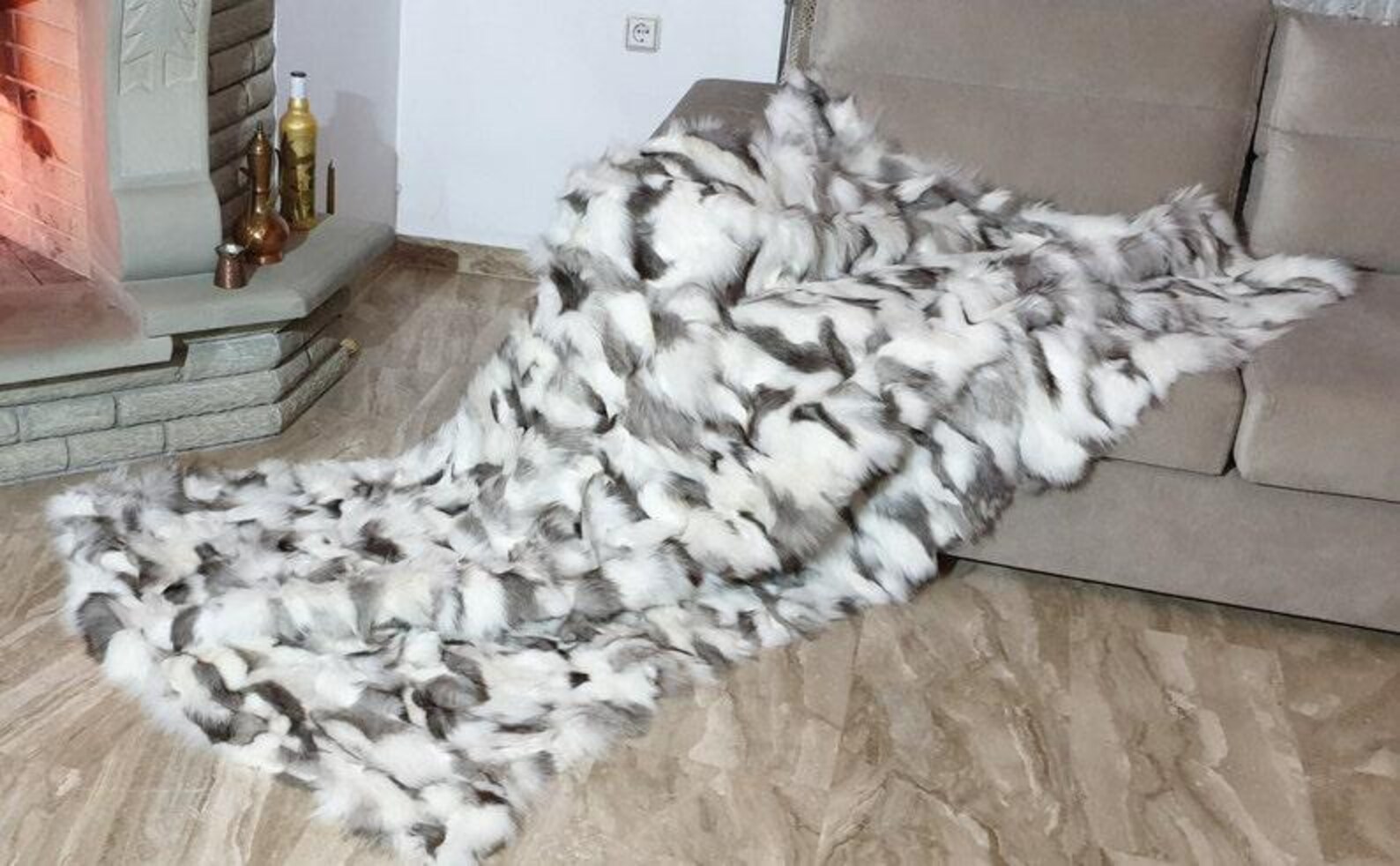 Real Fur Fox Blanket - Fur Throw